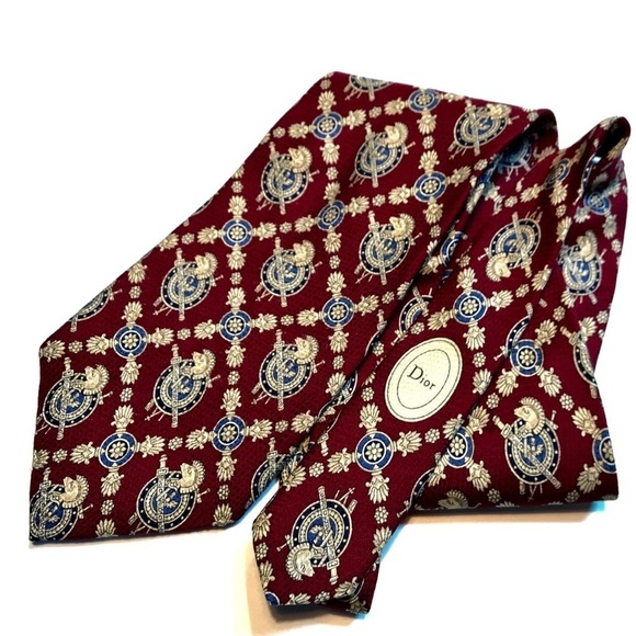 Christian Dior Neck Tie Horse Arms Print Red Men’s